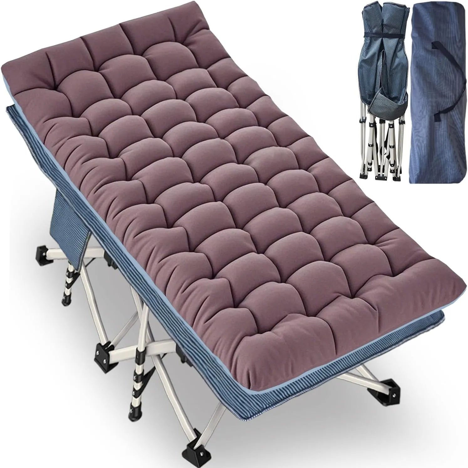 Camping Cot with Comfortable Mattress 32" Wide XXL Cot for Adults Oversize Cots for Sleeping Camping Bed Folding Cot Heavy Duty with Carry Bag for Home Outdoor Indoor
