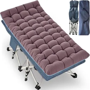 Camping Cot with Comfortable Mattress 32" Wide XXL Cot for Adults Oversize Cots for Sleeping Camping Bed Folding Cot Heavy Duty with Carry Bag for Home Outdoor Indoor