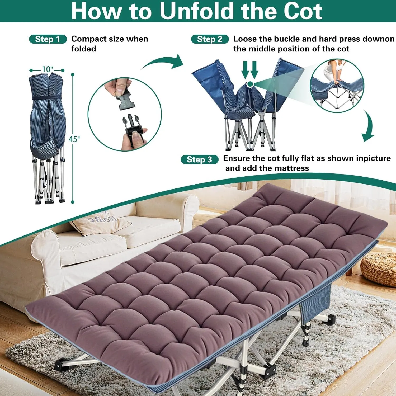Camping cot with Mattress Comfortable 4