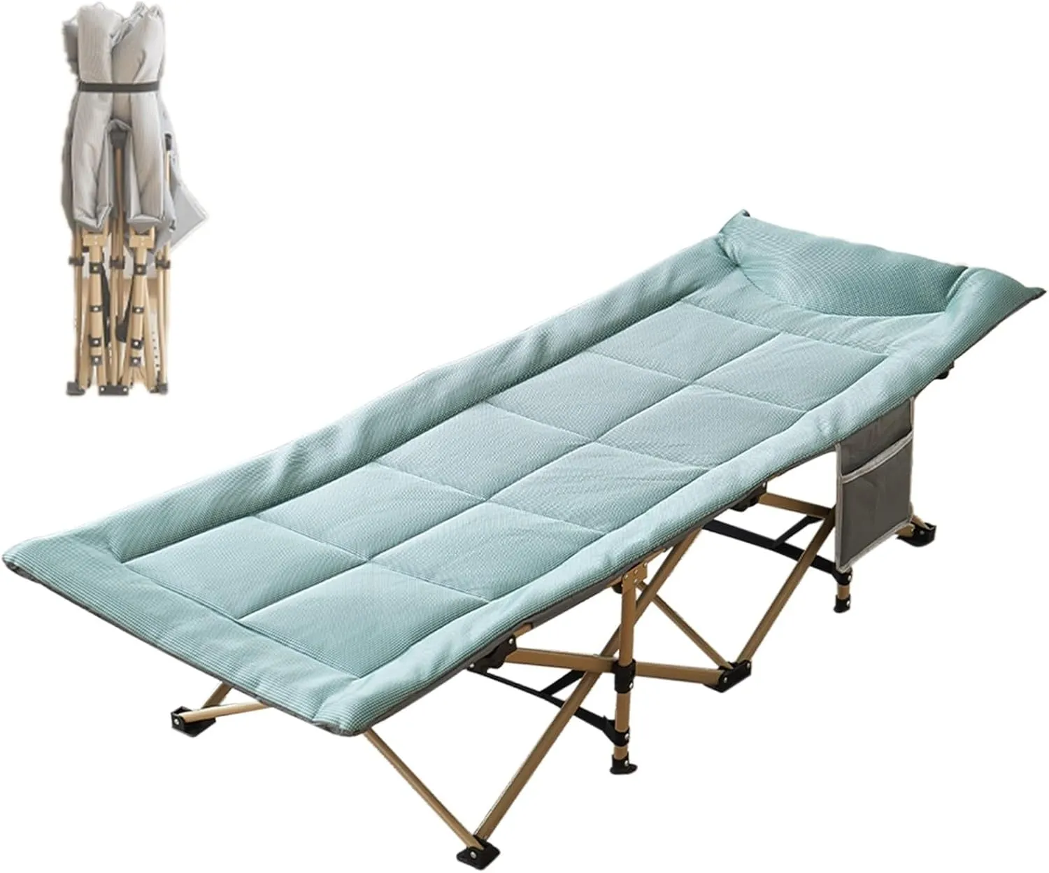 Camping Cots for Adults Wide with Mattress, Sleeping Cots for Adults Heavy Duty Max Load 550 lbs, Camping Beds with Breathable Fabric for Camping Office Outdoor(Green)