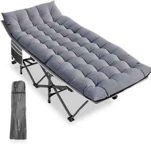 Camping cots, Oversized 32inch Width Portable Foldable Outdoor Bed for Adults Kids, Cot for Traveling Gear Supplier, Office Nap,Support 900 lbs-with Sleeping Pad Mattress