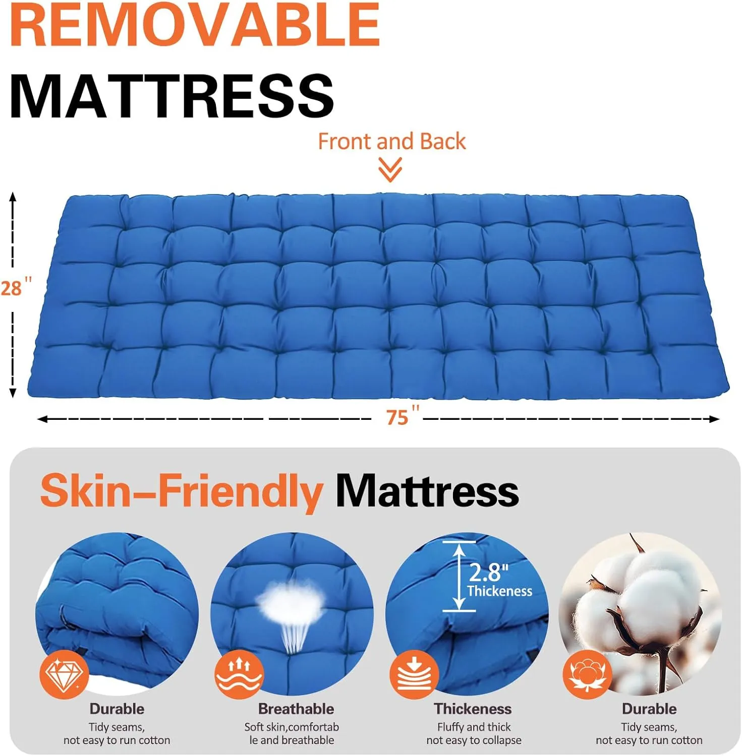 Camping Cots with Comfortable Mattress Sleeping Bed for Camping Folding Cot with Pad Heavy Duty Sleeping Cot with Carry Bag Guest Cots for Adults Easy to Set Up Office Nap Vacation Outdoor Indoor