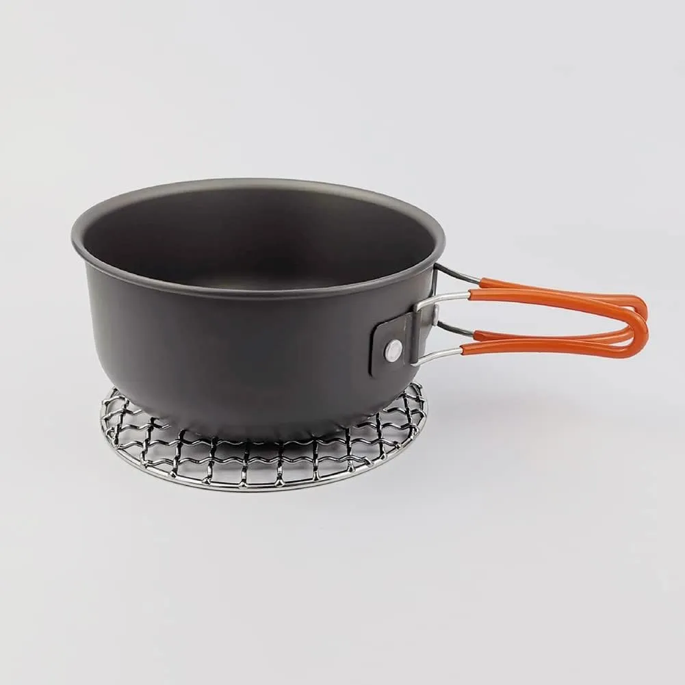 Camping Grill Grate Stainless Steel Mesh Grill Bushcraft Grill Camping Rack for Fire Cooking Backpacking Campfire Rated/D/Round (D Square)