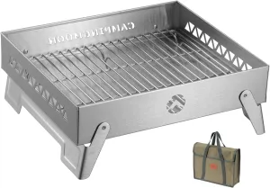CAMPINGMOON Portable Charcoal Grill Fire Pit Small Stainless Steel for Outdoor Cooking MT-6-LT