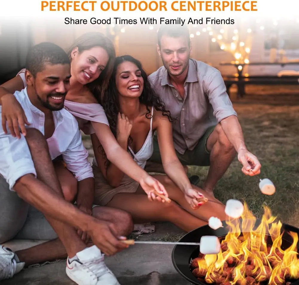 Camplux Portable Propane Gas Fire Pit, Outdoor Gas Fire Bowl with Cover, Carry Kit and Natural Lava Rocks, Auto-Ignition 19 Inch Diameter