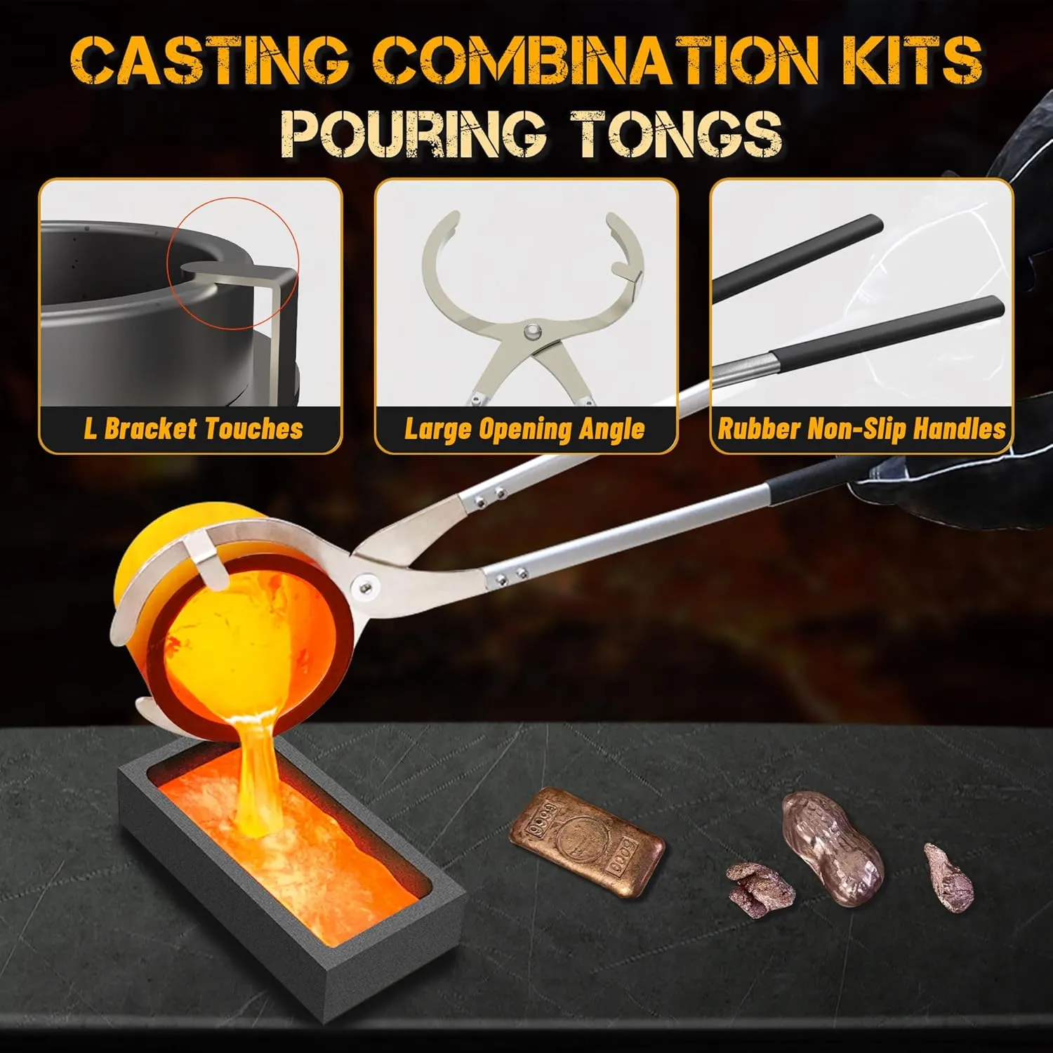 CANALHOUT 7KG/15lbs Propane Melting Furnace Kit with Two Tongs and Crucible, All New Kiln Metal Foundry Furnace Smelting Gold Silver Copper Aluminum, Metal Recycle Home Smelting Casting Tool