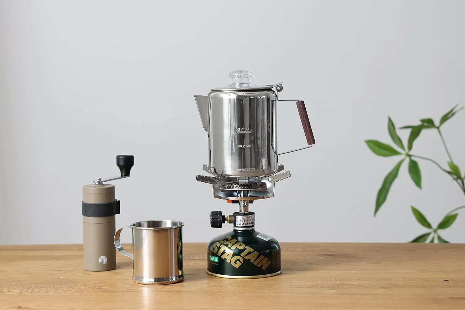 Captain Stag 18-8 Stainless Steel Percolator 3 Cup M-1225