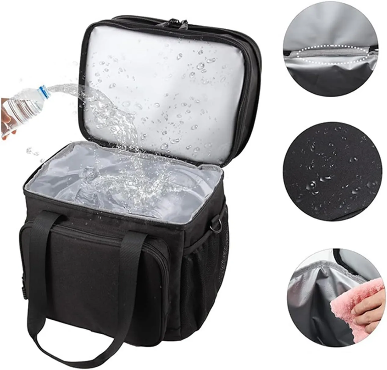 Car Camping Coolers for Lincoln Capri/Continental/Cosmopolitan/H-Series/Lincoln/LS, Leak Proof Cooler, Portable Lightweight Ice Chest Box, Compartments Waterproof Insulated Bag,A-Black