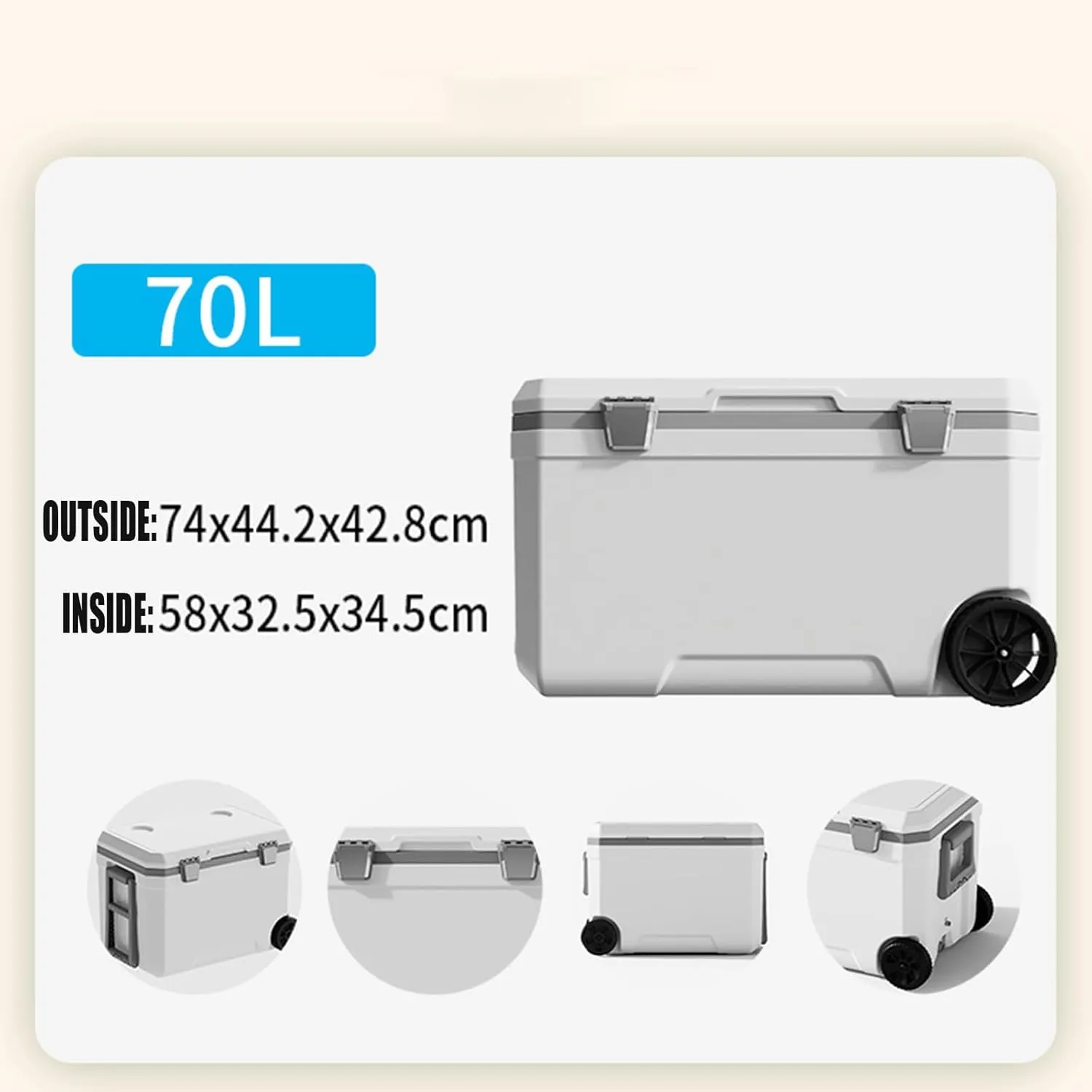 Car Camping Coolers for Mercedes-Benz A-Class/B-Class/C-Class/E-Class/S-Class, Waterproof Portable Cooler, Leak Proof Picnic Insulated Bag, Ultra-Light Premium Ice Chest Box,B-White-70L