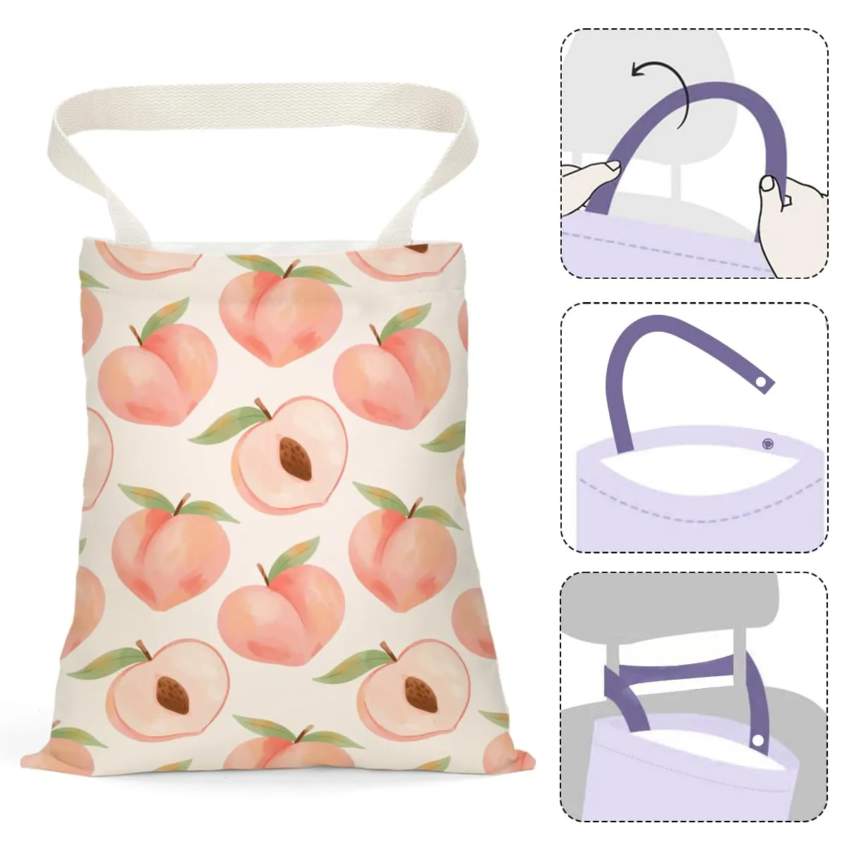 Car Trash Bag Hanging, Waterproof, Seat Organizer, Car Trash Can Bin for Vehicle, Lemon Decor Strawberry Peach Orange Pineapple