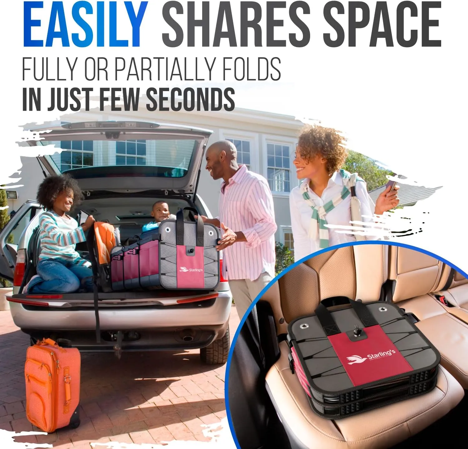Car Trunk Organizer – Large Collapsible Storage Box with Adjustable Compartments – Heavy-Duty Cargo Organizer for SUV, Truck & Car – Non-Slip Waterproof Trunk Storage Bin for Groceries & Tools - XL