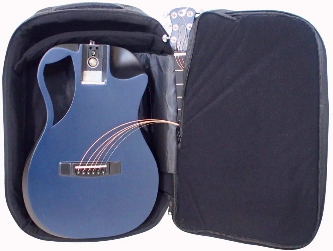 Carbon Fiber Travel Guitar – OF660B1M Traveling Acoustic Guitar with Collapsible Patented System – Portable Backpack Case (Navy Blue Matte)