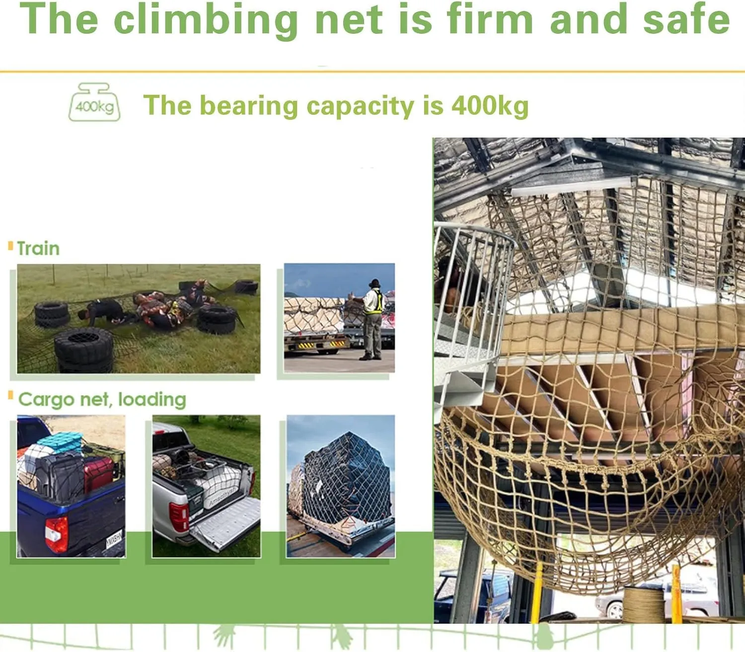 Cargo Climbing Net, Outdoor Treehouse Truck Trailer Nets Playground Heavy Duty Swings Net Safety Net Cargo Net Playground Climbing Netting(Size:2 * 2m(6.6 * 6.6ft))