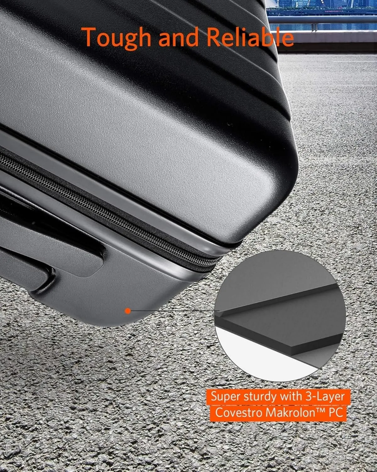 Carry On Luggage 22x14x9 Airline Approved, 20 Inch Luggage with Smooth Spinner Wheels, Lightweight, Hard Shell PC Suitcase Carry-On, Travel Luggage, TSA Approved (Black, Rhine Basic)