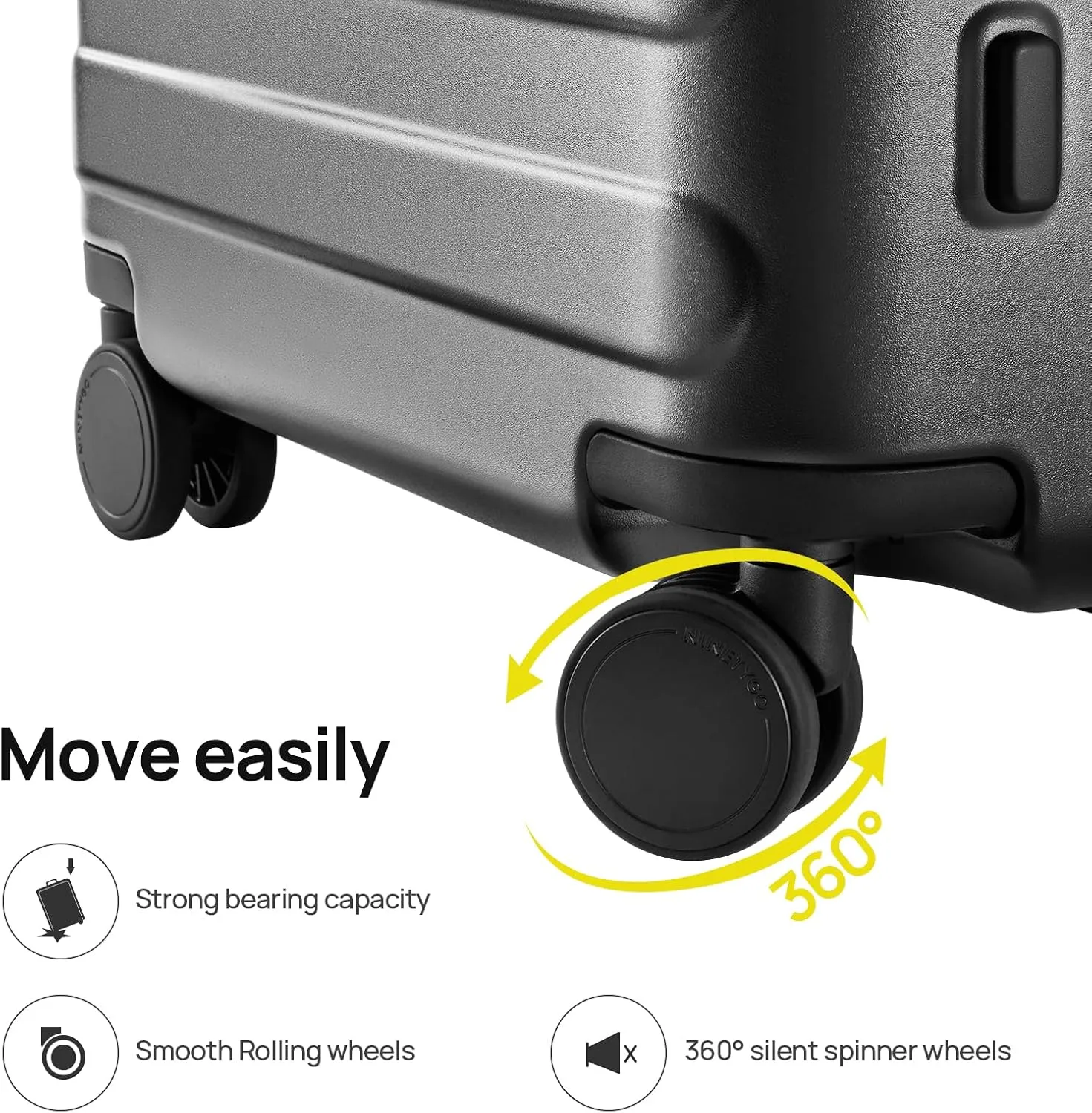 Carry On Luggage 22x14x9 Airline Approved, 20 Inch Luggage with Smooth Spinner Wheels, Lightweight, Hard Shell PC Suitcase Carry-On, Travel Luggage, TSA Approved (Black, Rhine Basic)