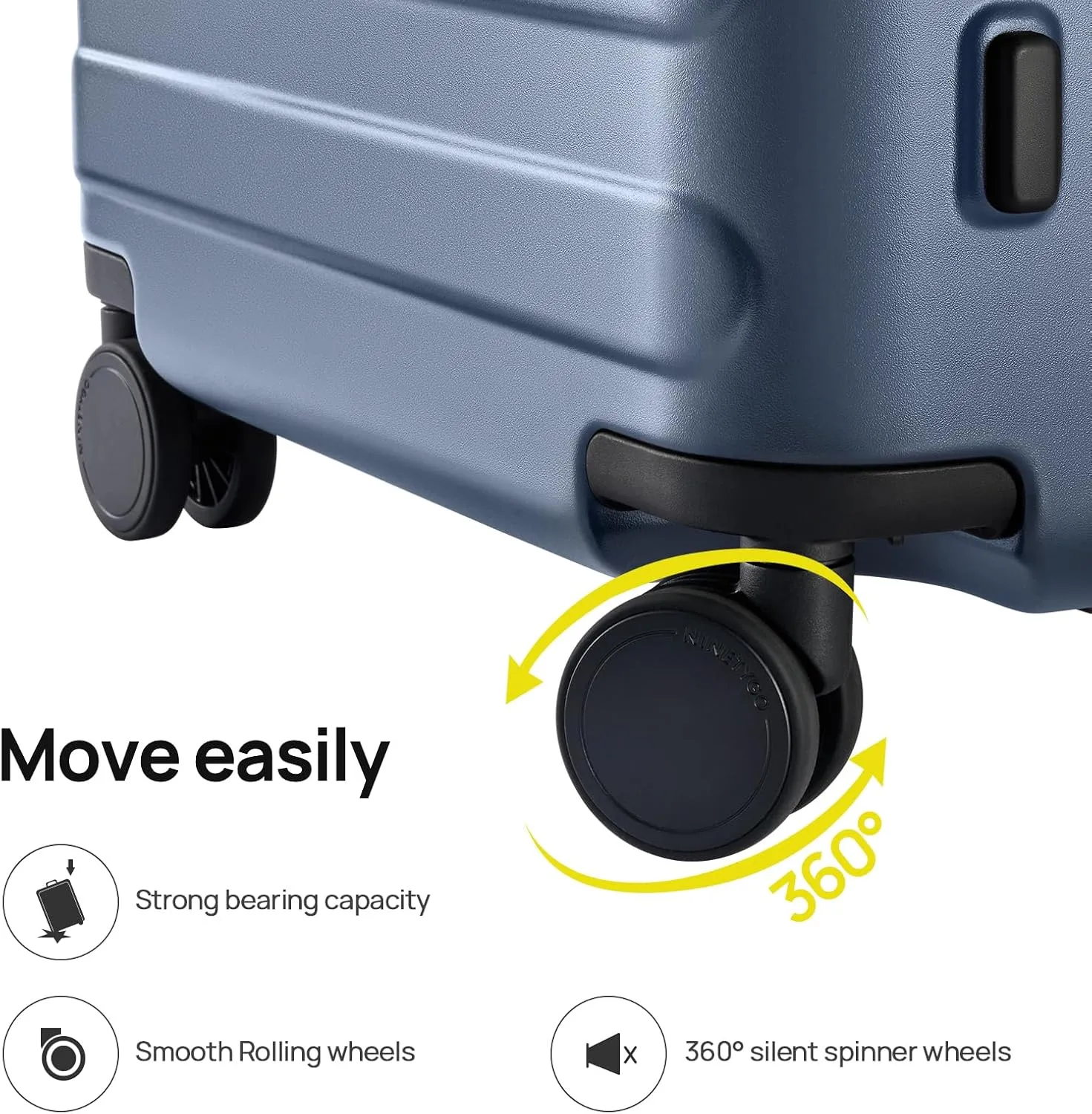Carry On Luggage 22x14x9 Airline Approved, 20 Inch Luggage with Smooth Spinner Wheels, Lightweight, Hard Shell PC Suitcase Carry-On, Travel Luggage, TSA Approved (Grey, Rhine Basic)