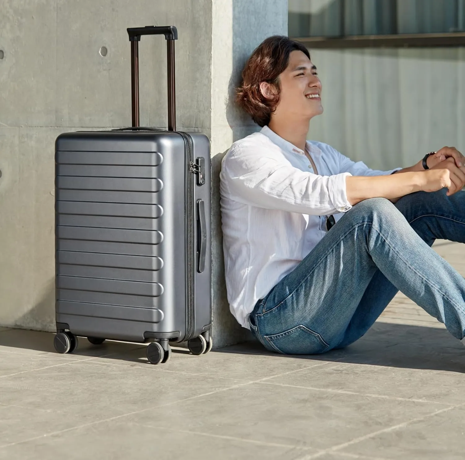Carry On Luggage 22x14x9 Airline Approved, 20 Inch Luggage with Smooth Spinner Wheels, Lightweight, Hard Shell PC Suitcase Carry-On, Travel Luggage, TSA Approved (Grey, Rhine Basic)