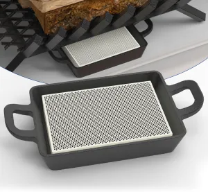 Cast Iron Firestarter Tray, Heavy Duty Cast Iron Pan with Porous Ceramic Stone for Firestarting & Fire Lasting, Fire Starter Tray for Fireplace Grates, Fire Pits, Grills, Wood Stoves