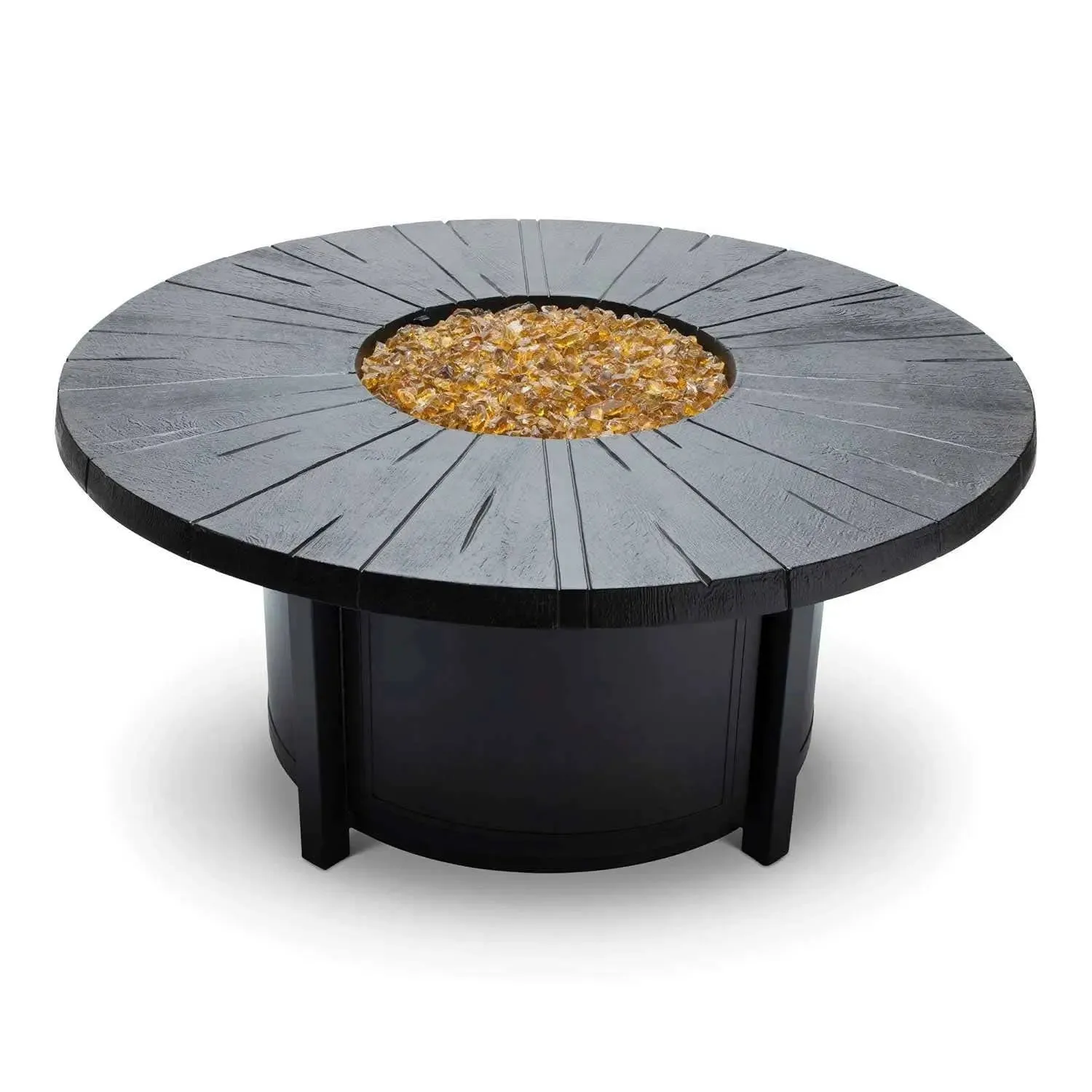 Castelle Altra 49" Round Coffee Table Fire Pit Reclaimed Timber Top and Antique Dark Rum Finish