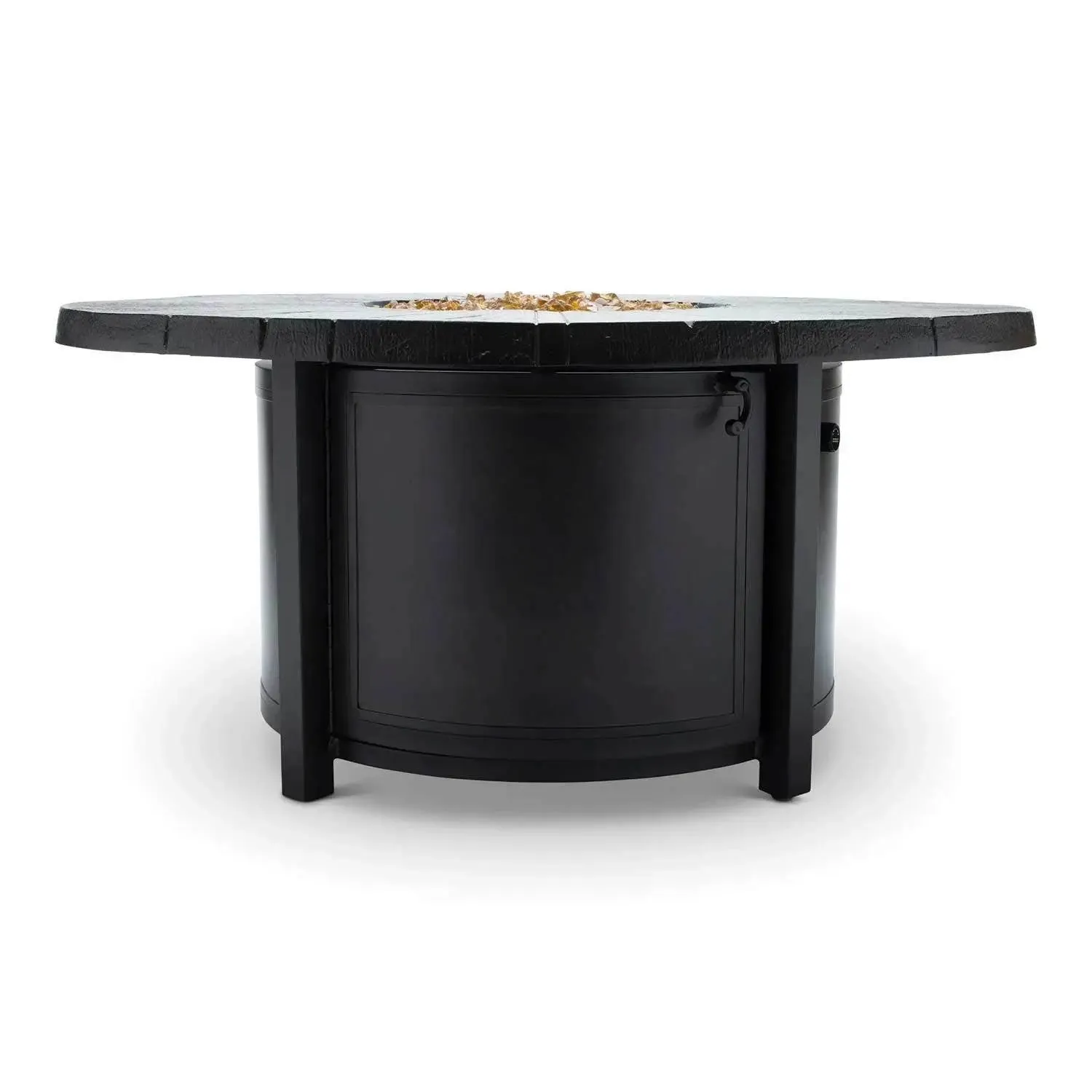 Castelle Altra 49" Round Coffee Table Fire Pit Reclaimed Timber Top and Antique Dark Rum Finish