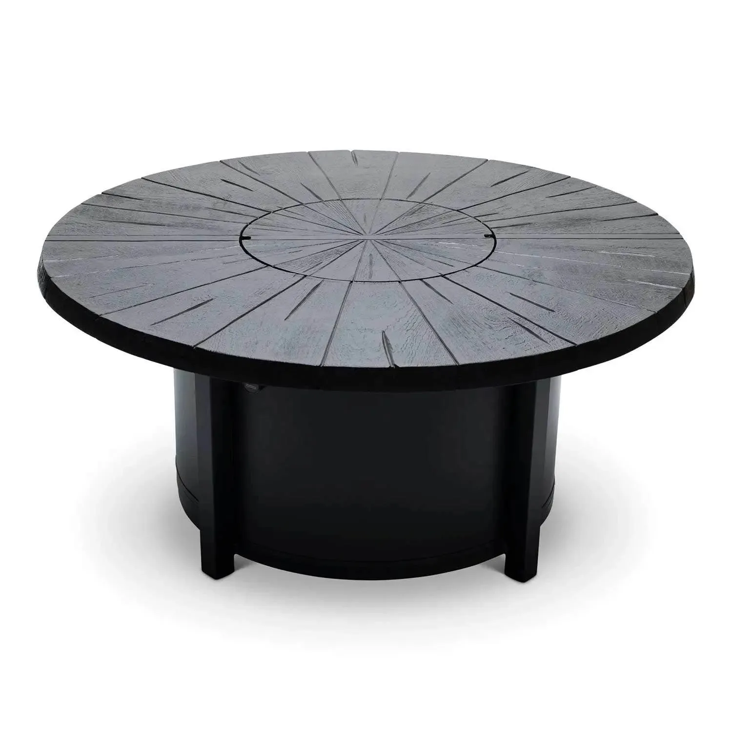 Castelle Altra 49" Round Coffee Table Fire Pit Reclaimed Timber Top and Antique Dark Rum Finish