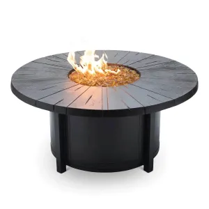 Castelle Altra 49" Round Coffee Table Fire Pit Reclaimed Timber Top and Antique Dark Rum Finish