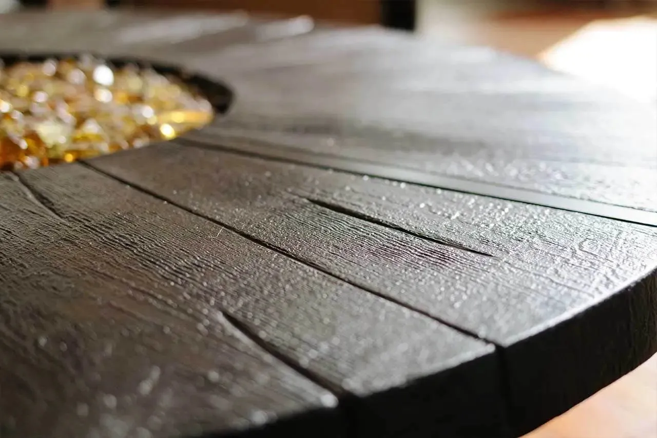 Castelle Altra 49" Round Coffee Table Fire Pit Reclaimed Timber Top and Antique Dark Rum Finish