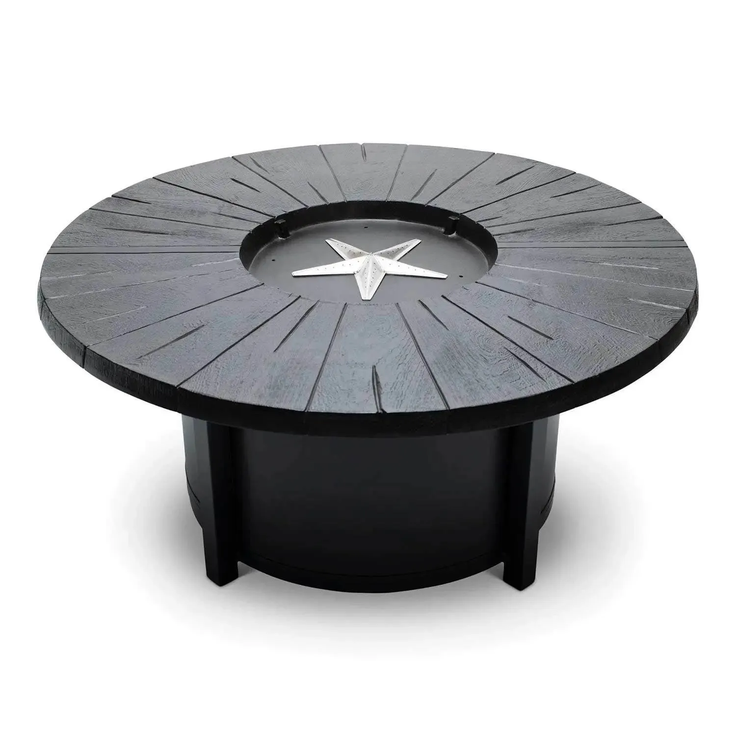 Castelle Altra 49" Round Coffee Table Fire Pit Reclaimed Timber Top and Antique Dark Rum Finish