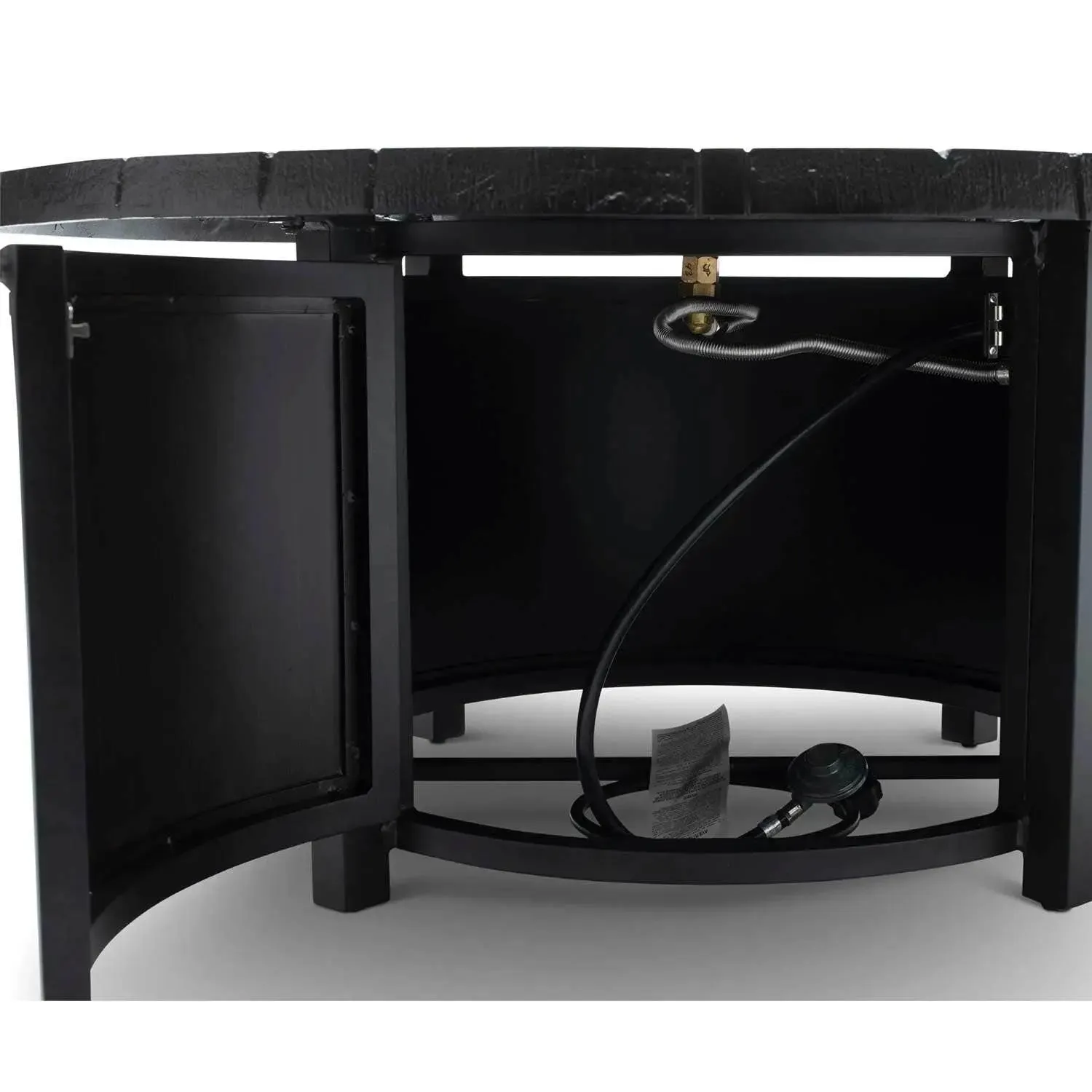 Castelle Altra 49" Round Coffee Table Fire Pit Reclaimed Timber Top and Antique Dark Rum Finish