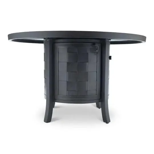 Castelle Classical 49" Round Fire Pit Dining Table with Forged Top in Antique Black Finish