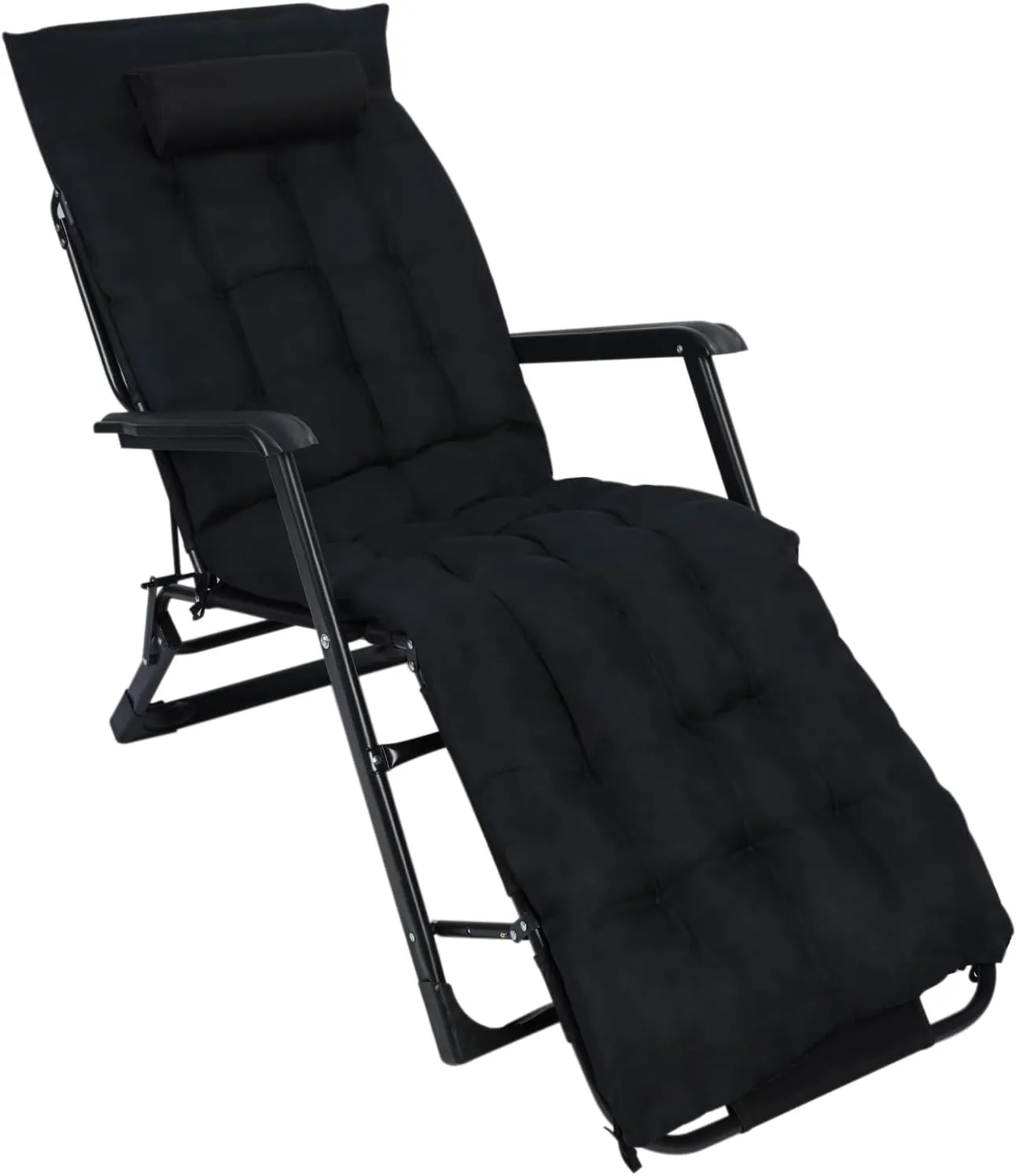cdar Lounge Chair, Oversized Folding Camping Cot Adjustable 3 2 Position Patio Chaise, Adults Reclining Folding Chaise with Pillow, Outdoor Sleeping Cot Bed, for Bedroom, Pool, Beach