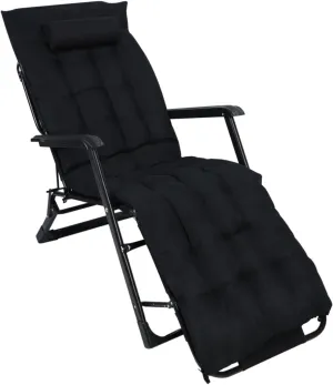 cdar Lounge Chair, Oversized Folding Camping Cot Adjustable 3 2 Position Patio Chaise, Adults Reclining Folding Chaise with Pillow, Outdoor Sleeping Cot Bed, for Bedroom, Pool, Beach