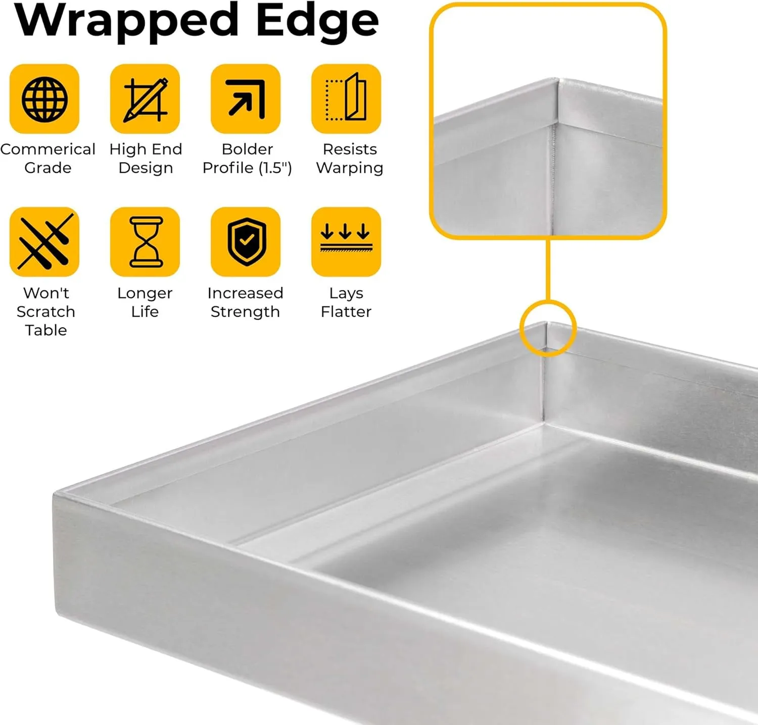 Celestial Fire Pit Cover for 30”x6” Linear Burner Pan (33" x 9" Actual Size), Commercial Grade, Stainless Steel, Reinforced Wrapped Edge
