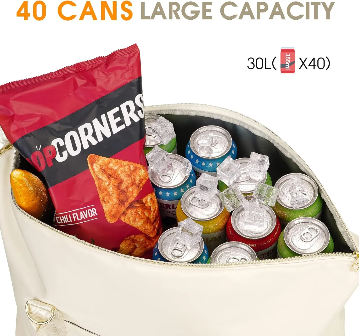 Ceneda Large Cooler Bag 40 Can Insulated Soft Cooler Leakproof Cooler Tote Bag Beach Travel Camping Lunch Bag for Women and Men
