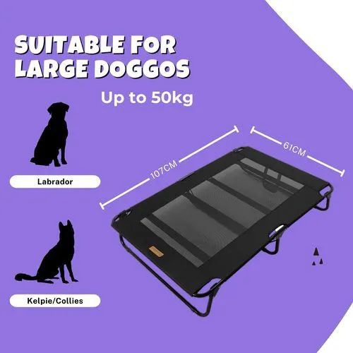 Charlie's - Adventure Foldable Travel Pet Cot 107x61x20cm - Large - Black