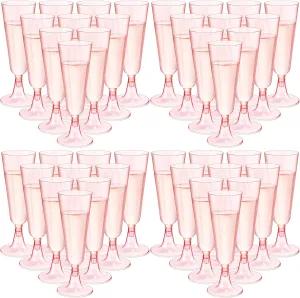 CHENGU 150 Pcs Champagne Flutes 5 Oz Plastic Disposable Champagne Flutes Crystal Wine Glasses Reusable Plastic Cocktail Cups for Wedding Celebration Birthday Party Toasting Drinking(Pink)