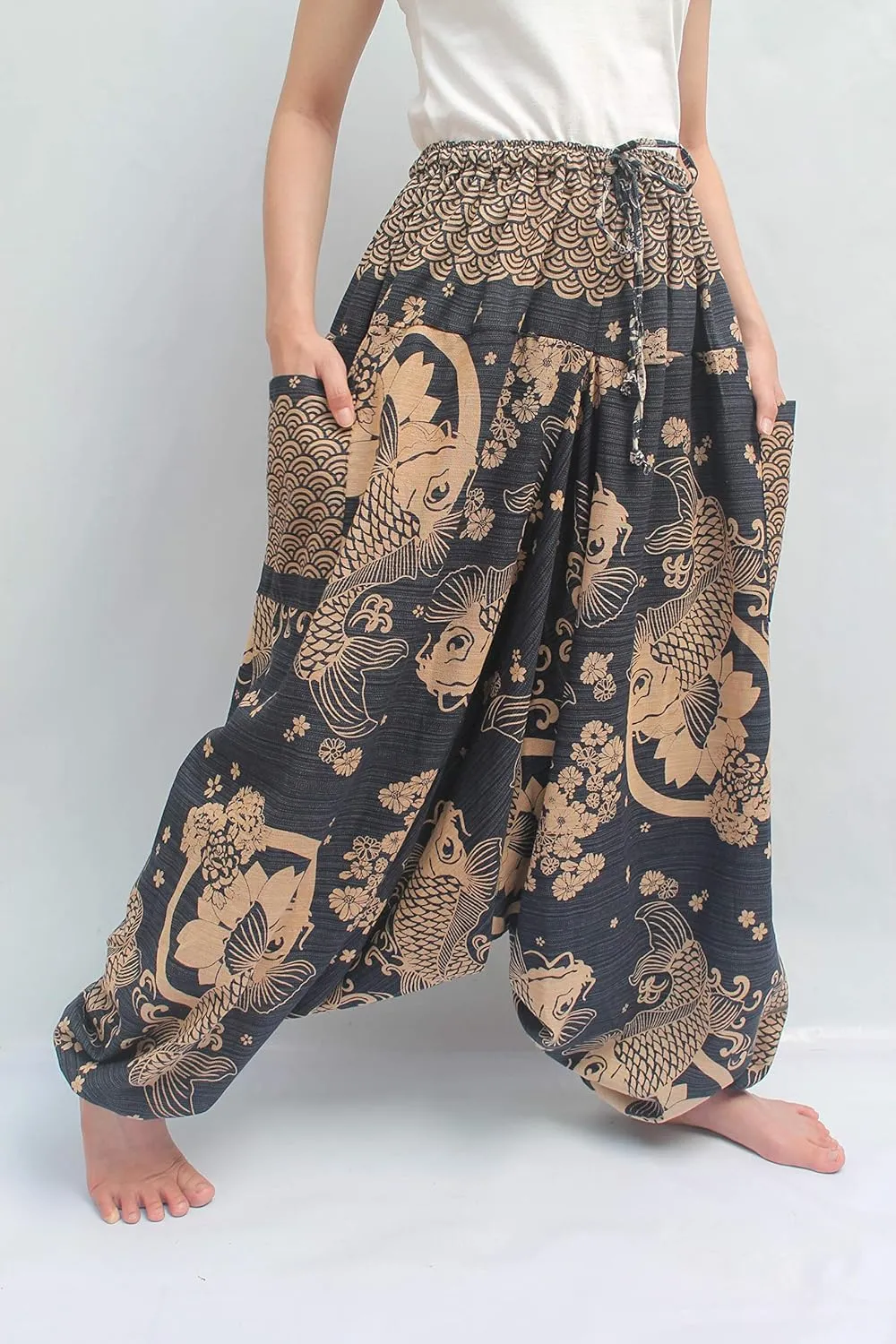 ChiangmaiThaiShop 100% Cotton Baggy Boho Aladin Yoga Harem Pants