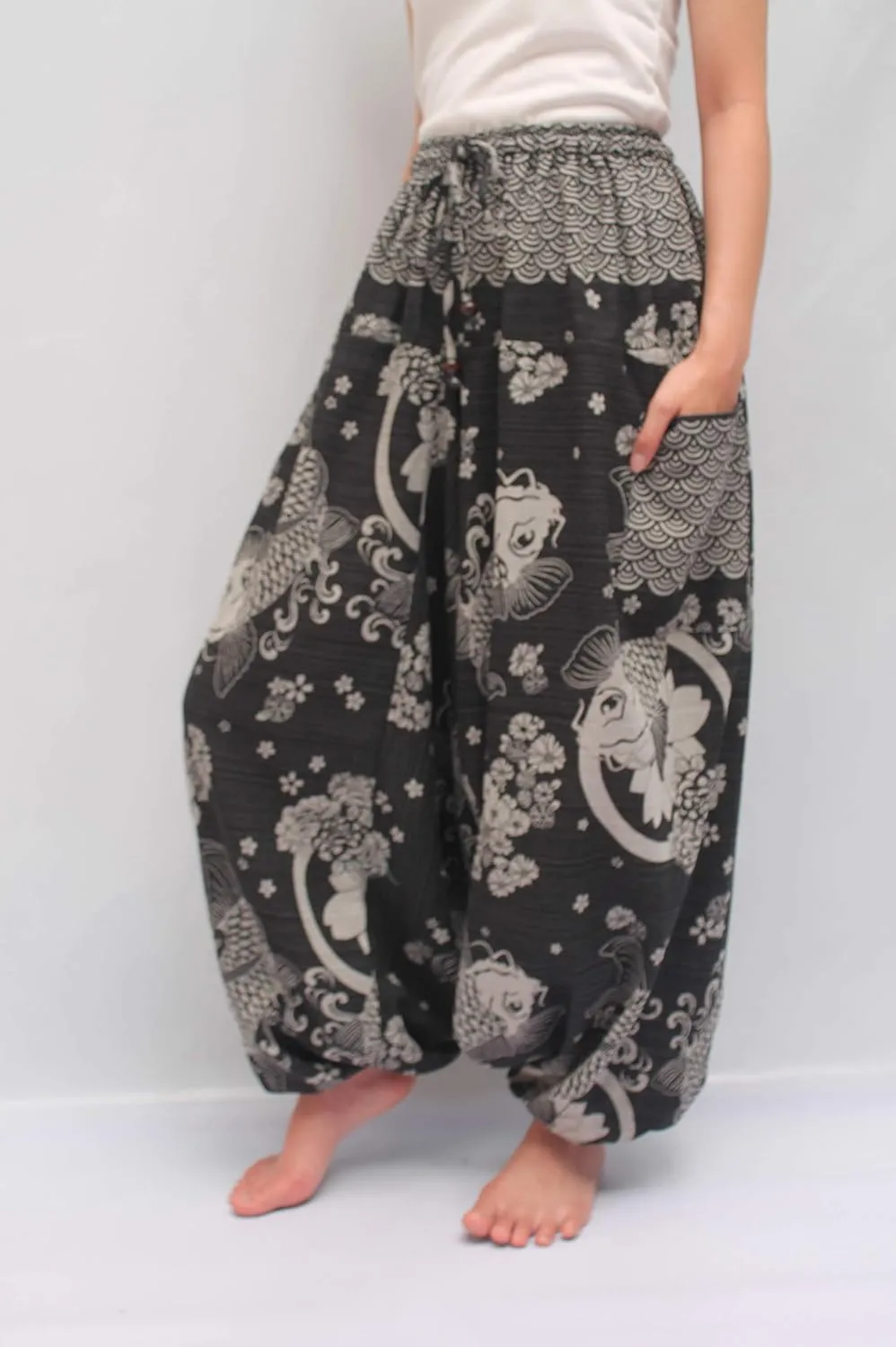 ChiangmaiThaiShop 100% Cotton Baggy Boho Aladin Yoga Harem Pants