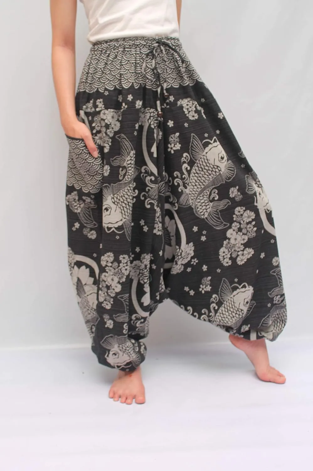 ChiangmaiThaiShop 100% Cotton Baggy Boho Aladin Yoga Harem Pants