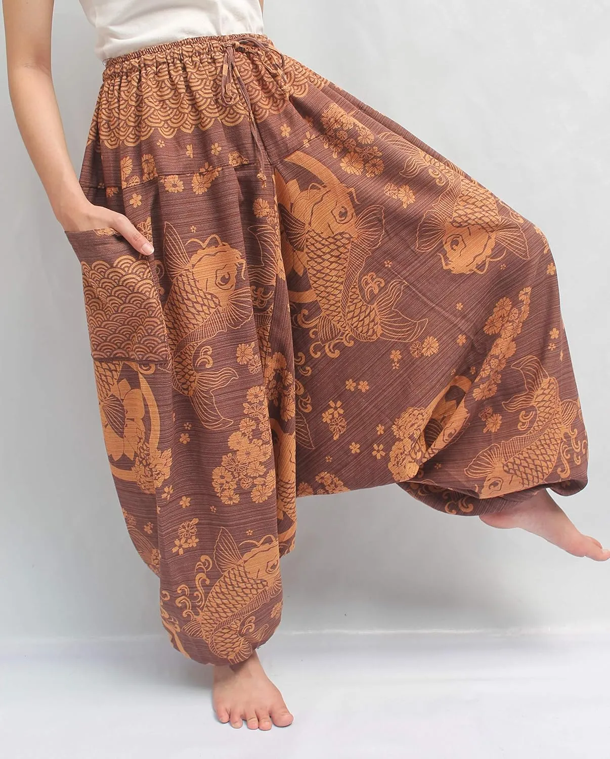 ChiangmaiThaiShop 100% Cotton Baggy Boho Aladin Yoga Harem Pants
