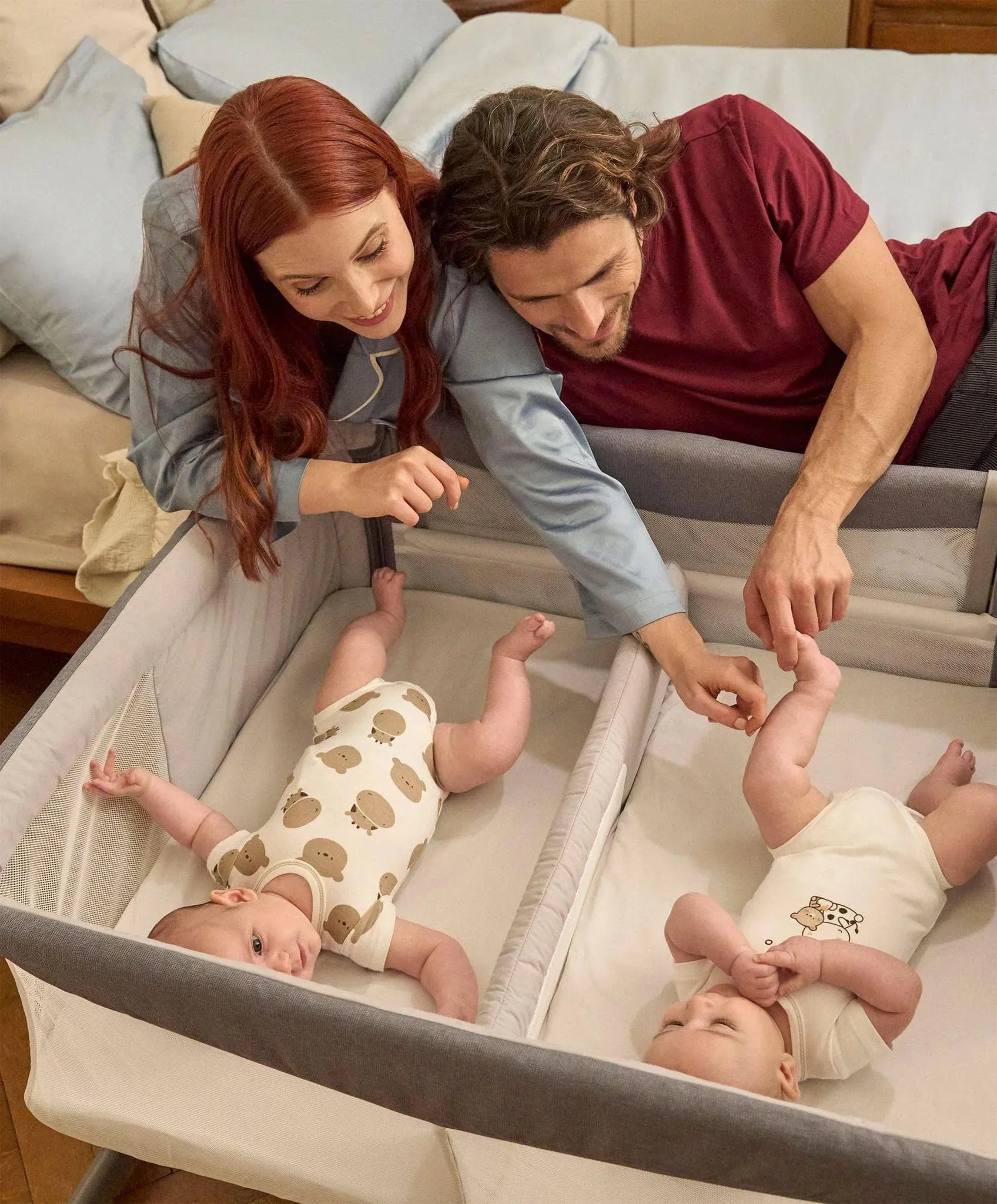 Chicco Next2Me Twins Bedside Crib - Magnet Grey