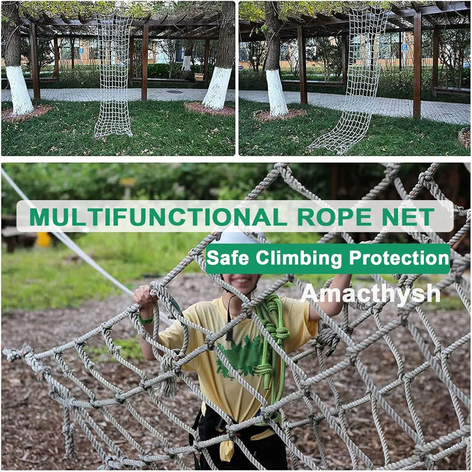 Child Adults Playground Climbing Netting Cargo Climbing Net Outdoor Treehouse Truck Trailer Nets Heavy Duty Swings Net Safety Net,255.91 * 374.02 inch
