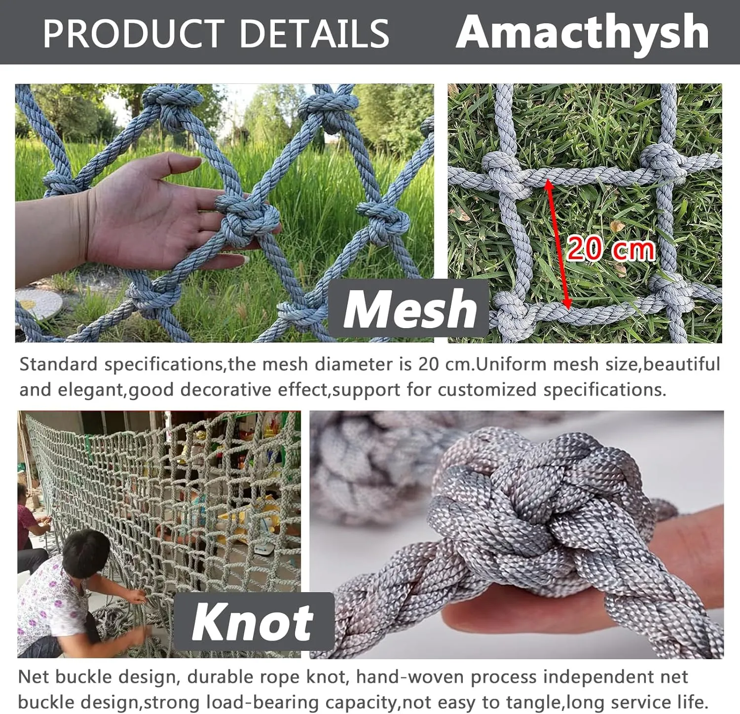 Child Adults Playground Climbing Netting Cargo Climbing Net Outdoor Treehouse Truck Trailer Nets Heavy Duty Swings Net Safety Net,255.91 * 374.02 inch