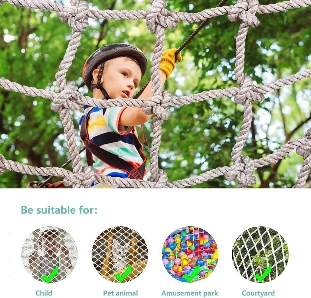 Child Safety Net Cargo Climbing Net Dia 8mm Outdoor Net Hammock Swing Safety Climbing Frame Climb Rope Netting Climbing Net (Color : 10mm-10cm, Size : 1X3m/3.3X9.8ft)