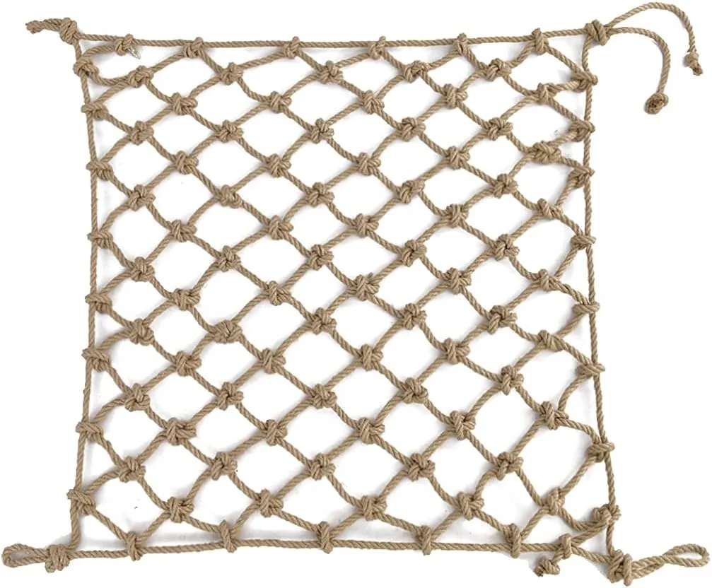 Child Safety Net Netting Heavy Duty Pond 1 * 3M Natural Thick Jute String Hemp Rope Decorations Nets Plant Climbing Decorative Netting(10mm-10cm,3x5m(9.84X16.4ft))