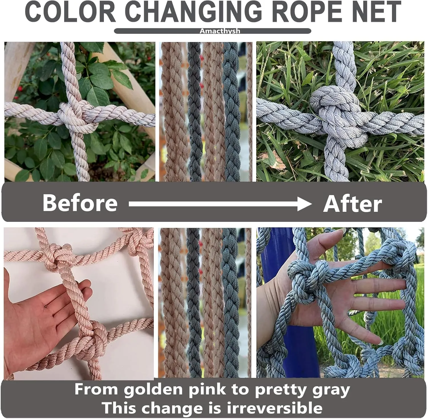Children Climbing Net Rope for Kids Adult Playground Play Mesh Cargo Climbing Net Netting Outdoor Swingset Ladder Frame Nets,21.3 * 29.5ft