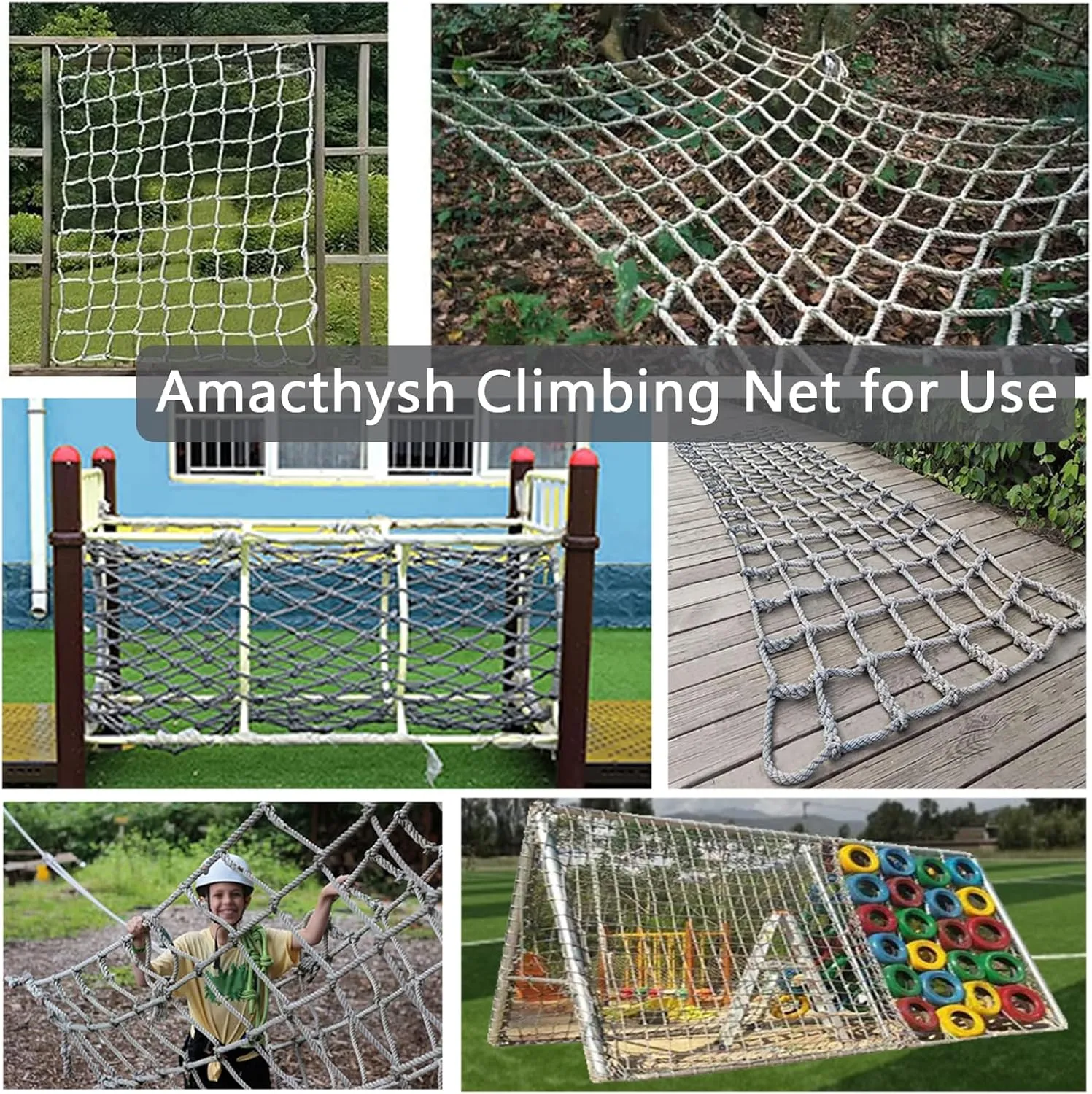 Children Climbing Net Rope for Kids Adult Playground Play Mesh Cargo Climbing Net Netting Outdoor Swingset Ladder Frame Nets,21.3 * 29.5ft