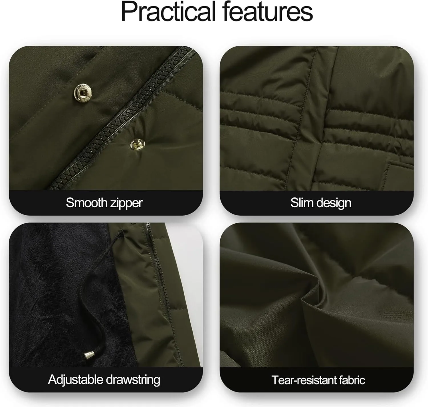 Chrisuno Women's Winter Warm Coats Puffer Jacket Long Drawstring Waterproof Snow Parka With Removable Faux Fur Trim Hood