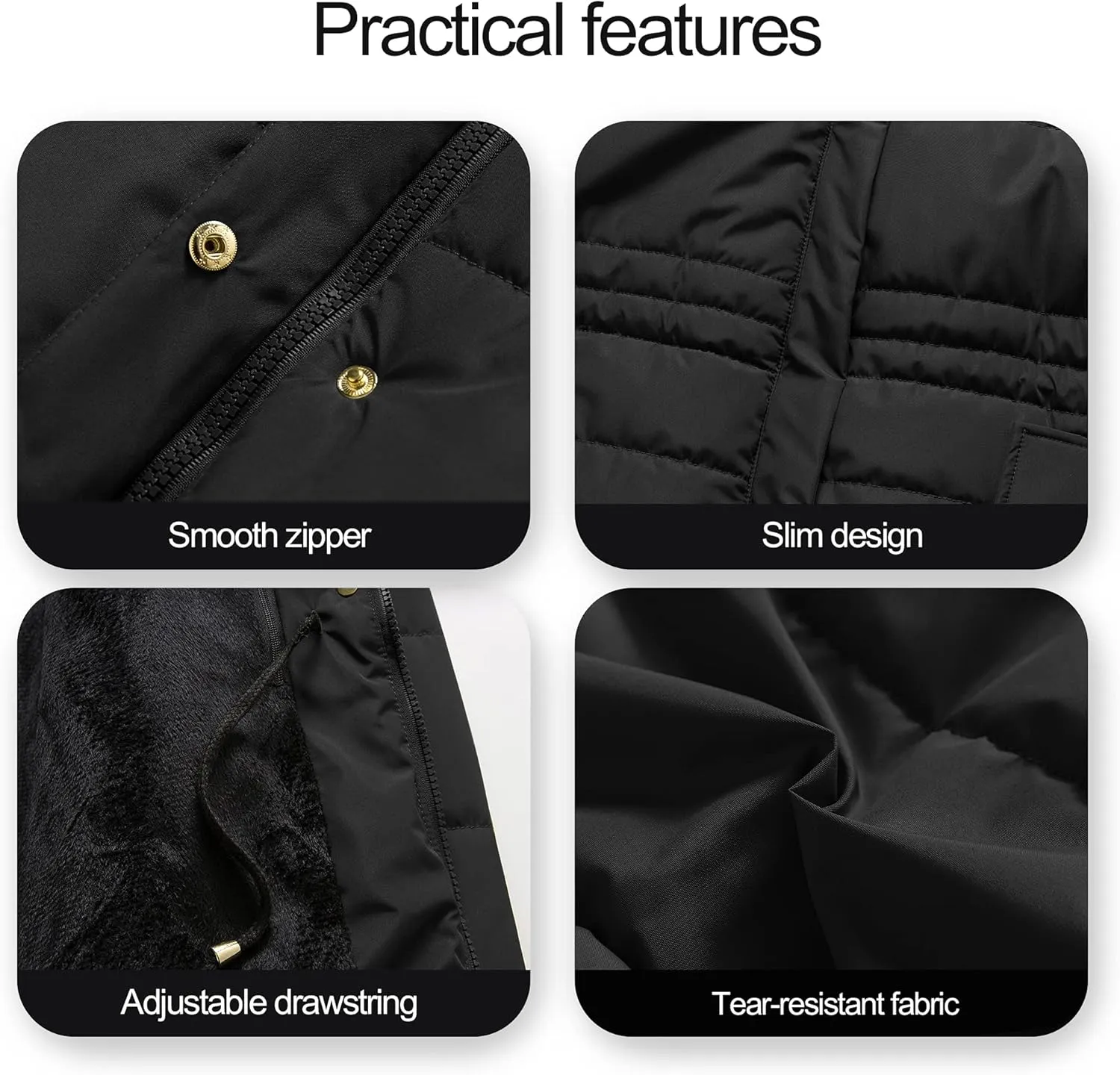Chrisuno Women's Winter Warm Coats Puffer Jacket Long Drawstring Waterproof Snow Parka With Removable Faux Fur Trim Hood