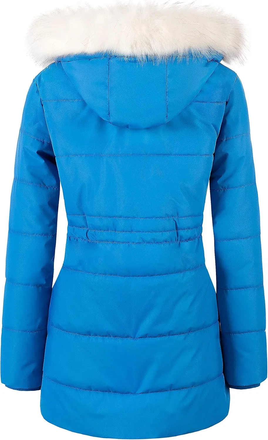 Chrisuno Women's Winter Warm Coats Puffer Jacket Long Drawstring Waterproof Snow Parka With Removable Faux Fur Trim Hood